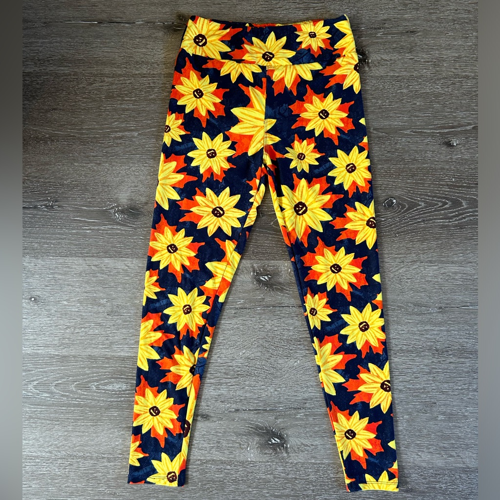 Lularoe Small Fall Halloween Leggings Sunflower And Pumpkin Design